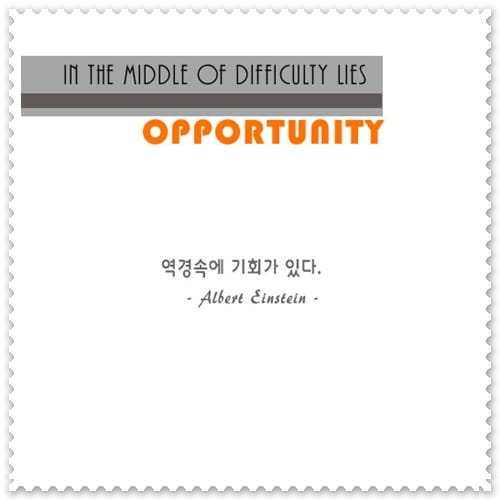 In the middle of difficulty lies opportunity